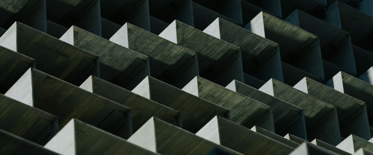 Grey honeycomb building facade